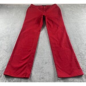Talbots Womens Red Bootcut Jeans Size 12 Mid Rise Stretch Denim Pants Solid
